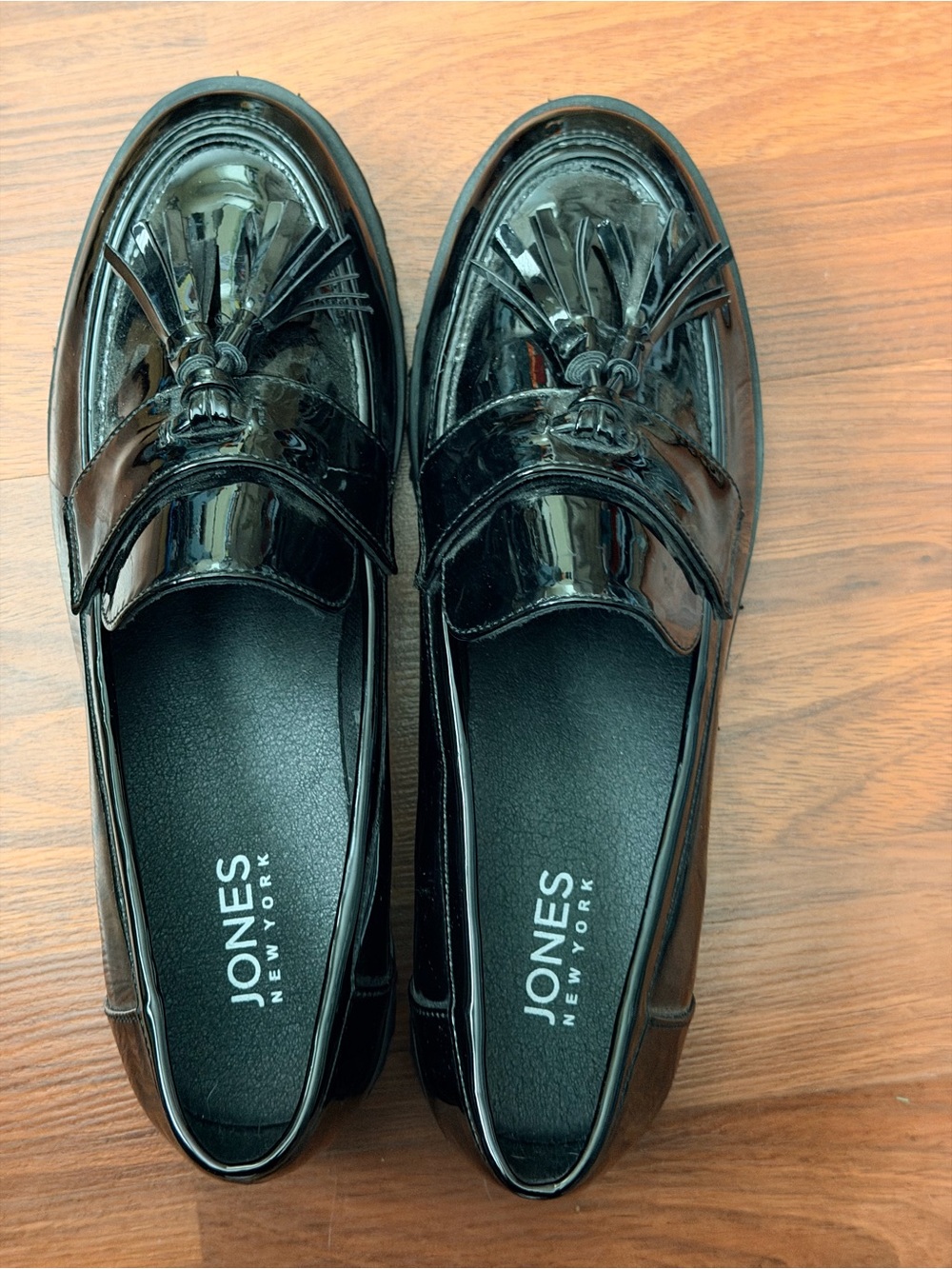 Jones New York Black Patent Tassel Loafers new no tags